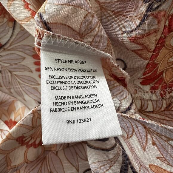 ALEX PARKER Womens Blouse Button Down Floral Relaxed Fit Spring Feminine XL - Picture 6 of 9